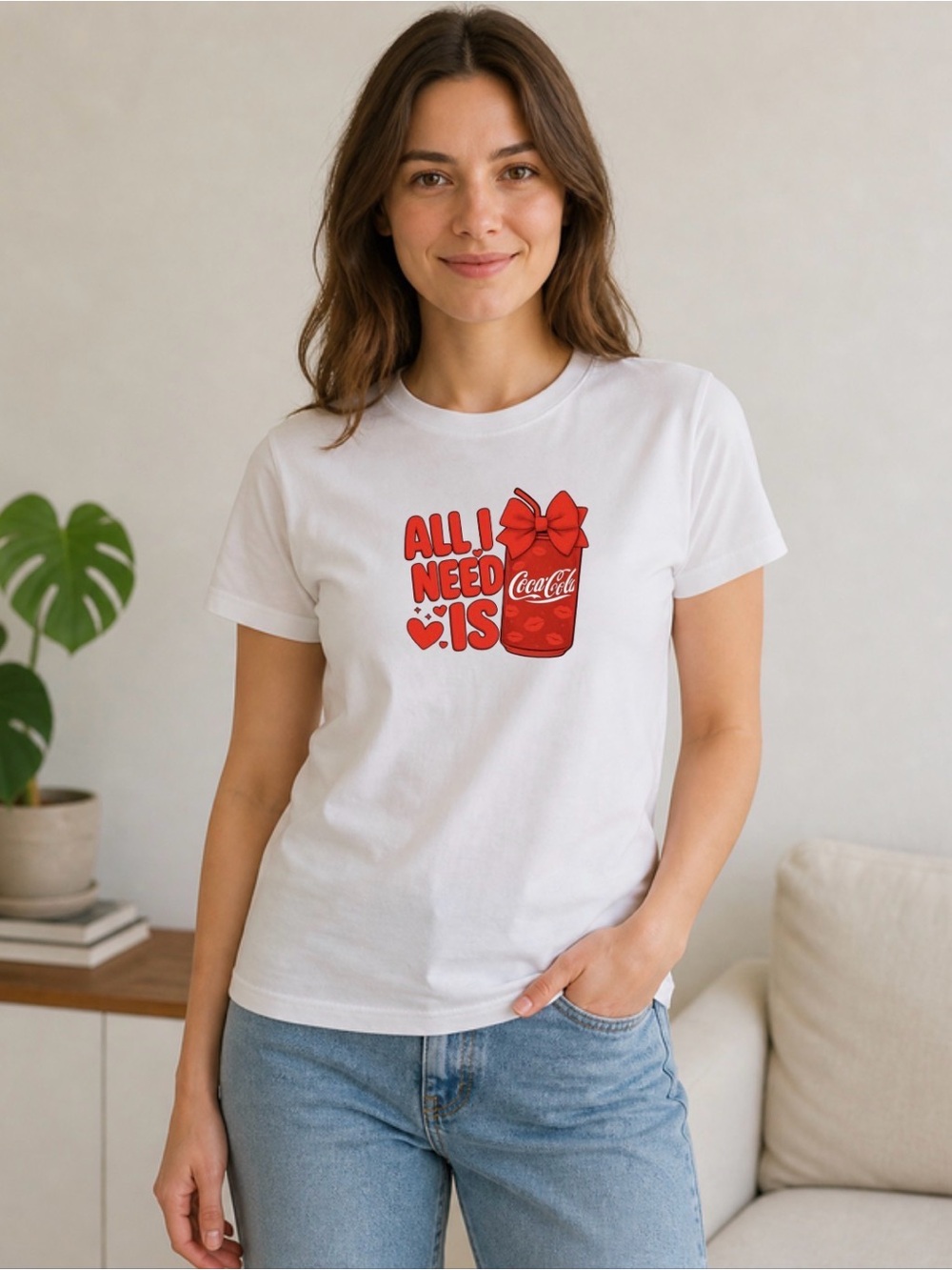 All I Need Is Coke Cute Soda Lover Graphic Tee Shirt